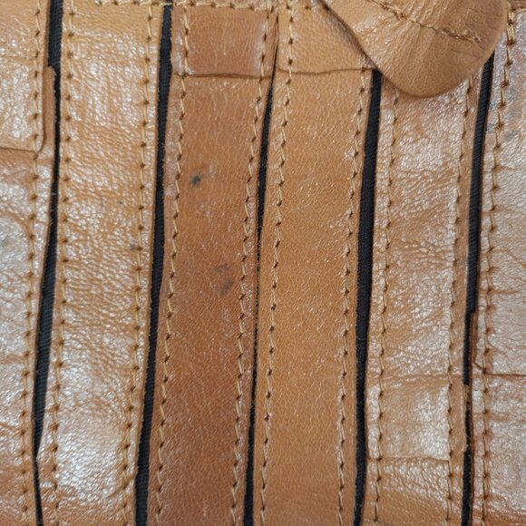 Akira Black Label Tan Leather Ruffled Clutch Purse w/Strap Small - Picture 8 of 13